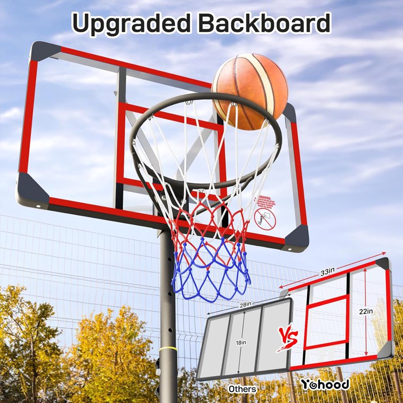 Portable Adjustable Basketball Hoop System for Kids & Adults - 4.82-8.53FT Height