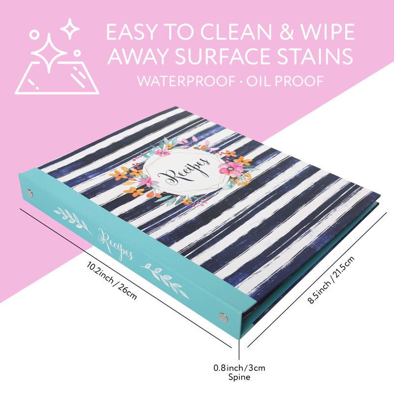 Kitchen Recipe Binder Set with Recipe Cards & Dividers, 8.5 x 10 Inches