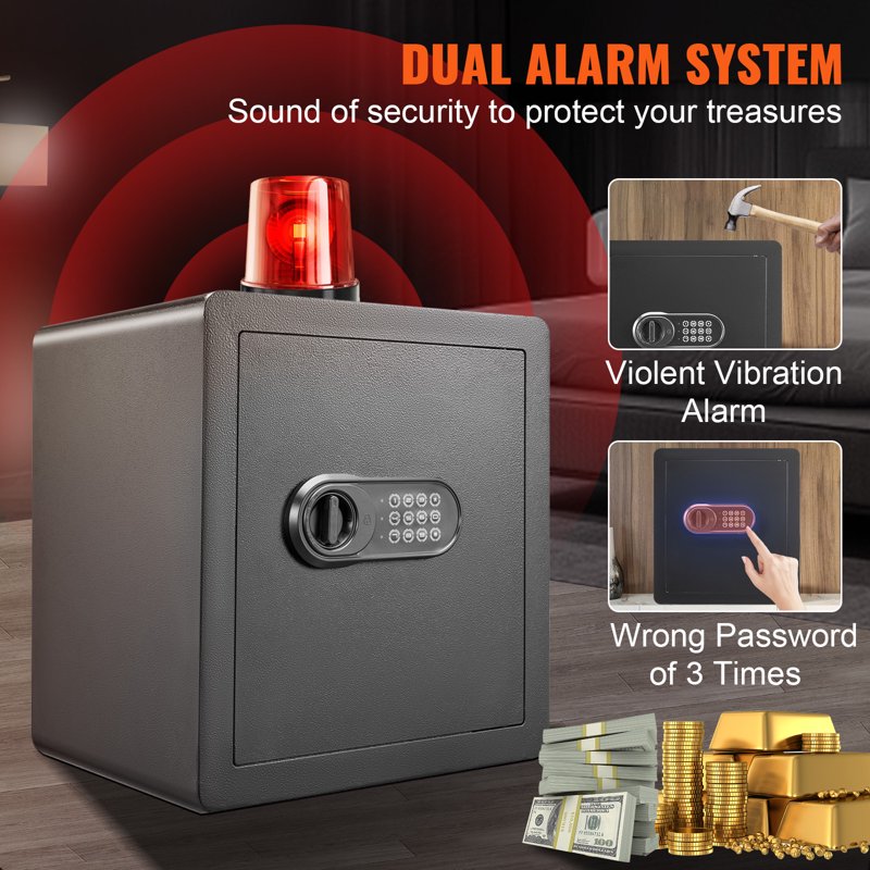 Digital Security Safe Box 1.8 Cu Ft with Inner LED Light and Dual Lock System