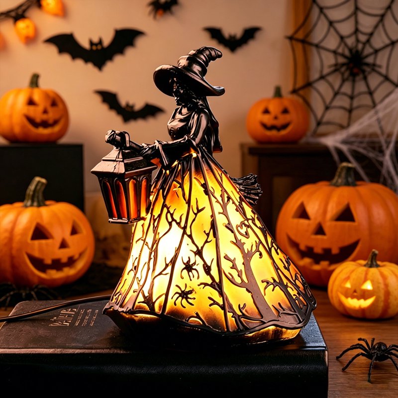 Halloween Witch Table Lamp Spooky Decorative Night Light 2 Pack