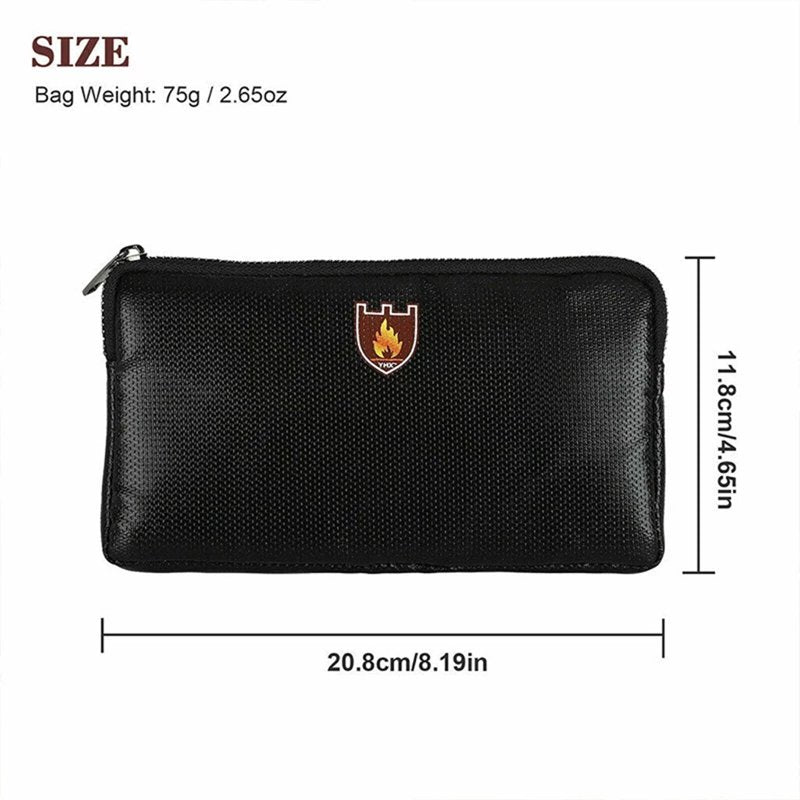 Fireproof Waterproof Document Bag Safe with Zipper for Cash & Valuables