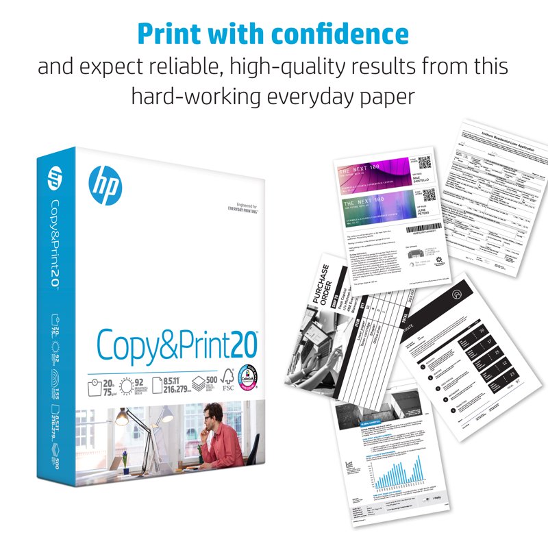 20lb Copy & Print Paper 8.5 x 11 Inches - 500 Sheets, Bright White