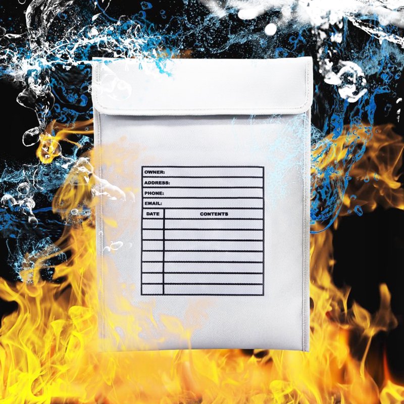 Fireproof Document & Valuables Storage Bag 16x12 Silicone Coated Safe Bag