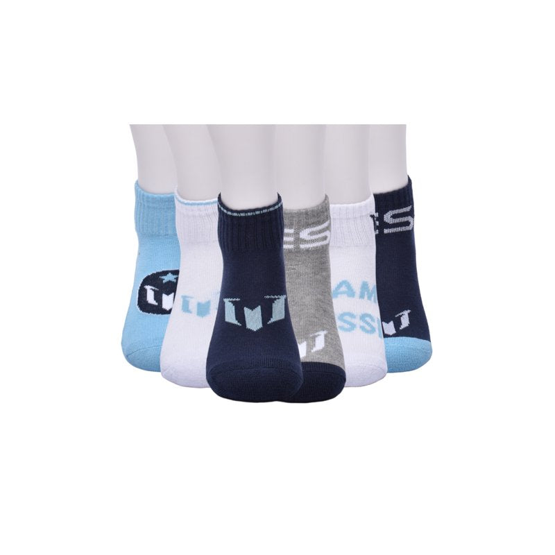 Messi Boys Quarter Socks 6-Pack - Blue M Logo, Size L (Variation of THIS listing)