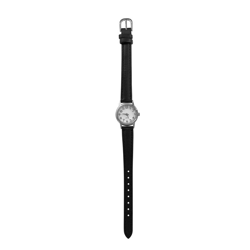 Adult Female Analog Watch with Black Strap and White Dial - Water Resistant