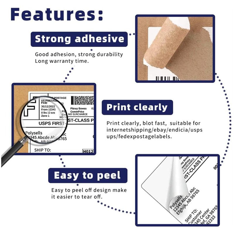 Half Sheet Shipping Labels for Inkjet & Laser Printers - 8.5x5.5 Inches, 200 Labels