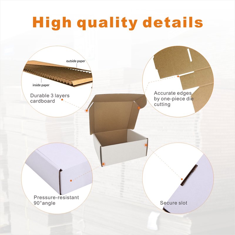 Small Corrugated Mailer Boxes - White Shipping Packaging Boxes for Lightweight Items