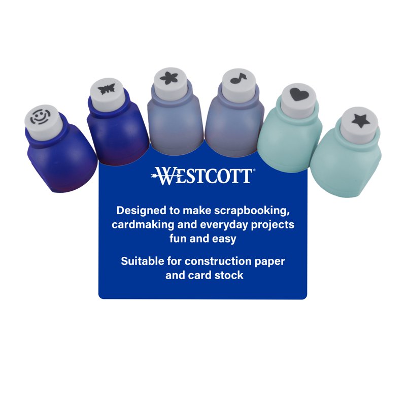 Mini Paper Punch Set for Crafting and Scrapbooking - 6 Designs, 6mm Holes
