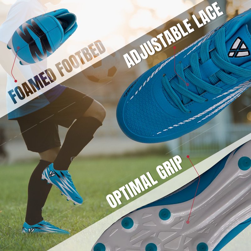 Vizari Bodega Kids Soccer Cleats - Firm Ground, Sky Blue/White, Size 8