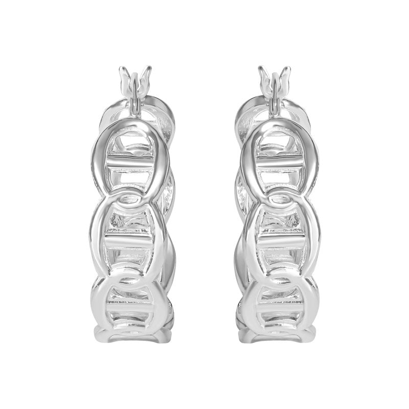 Sterling Silver Mariner Chain Hoop Earrings for Women - Modern Jewelry