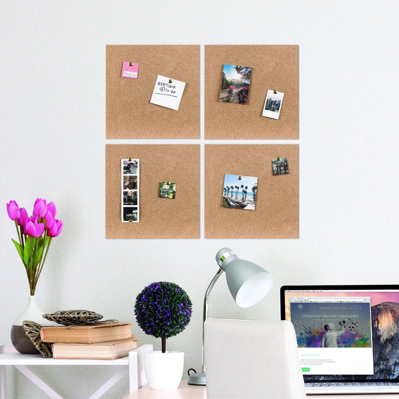 12x12 Cork Bulletin Board Tiles - Frameless Reversible Office & Home Decor Set