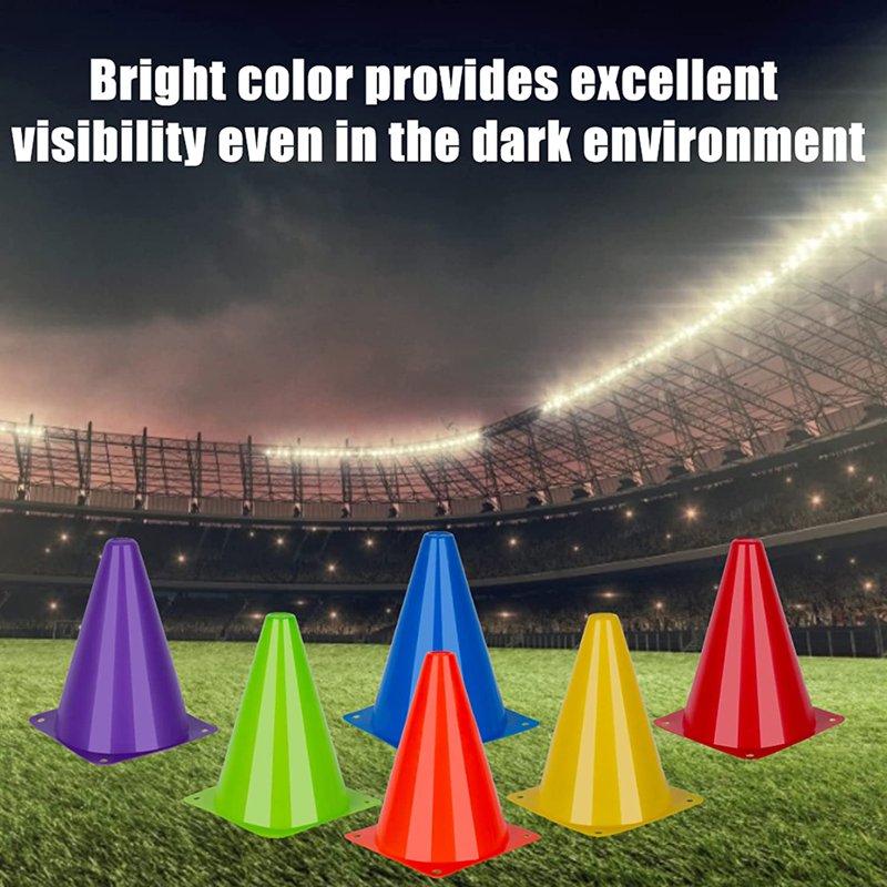 Sports Soccer Cones 7 Inch Pack of 24 - Durable Indoor Outdoor Training Equipment