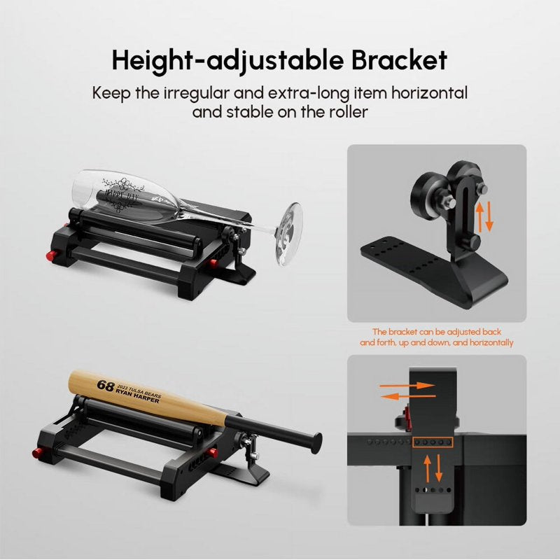 Laser Engraver Rotary Roller for Cylindrical Objects 360° Adjustment