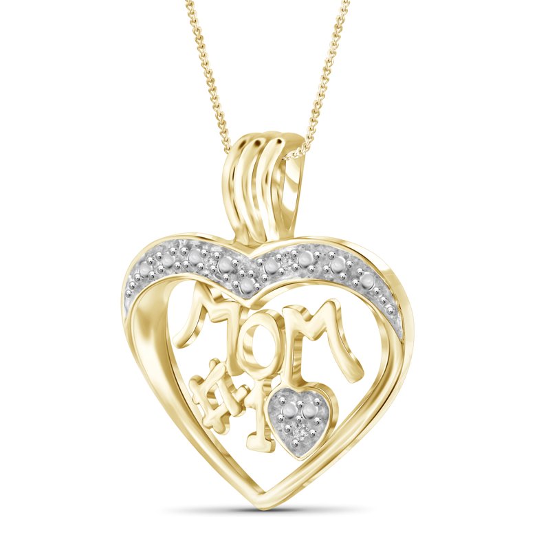Mother's Day Jewelry Necklace for Women 14K Gold Plated with White Diamonds