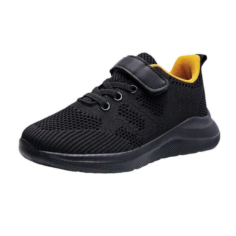 Kids Athletic Sneakers with Hook & Loop Closure - Lightweight Breathable Mesh Running Shoes