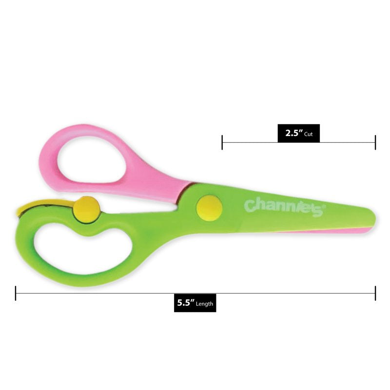 Kids Safety Scissors for Preschool Ages 3-5, 2-Pack, Child Safe Blunt Tips