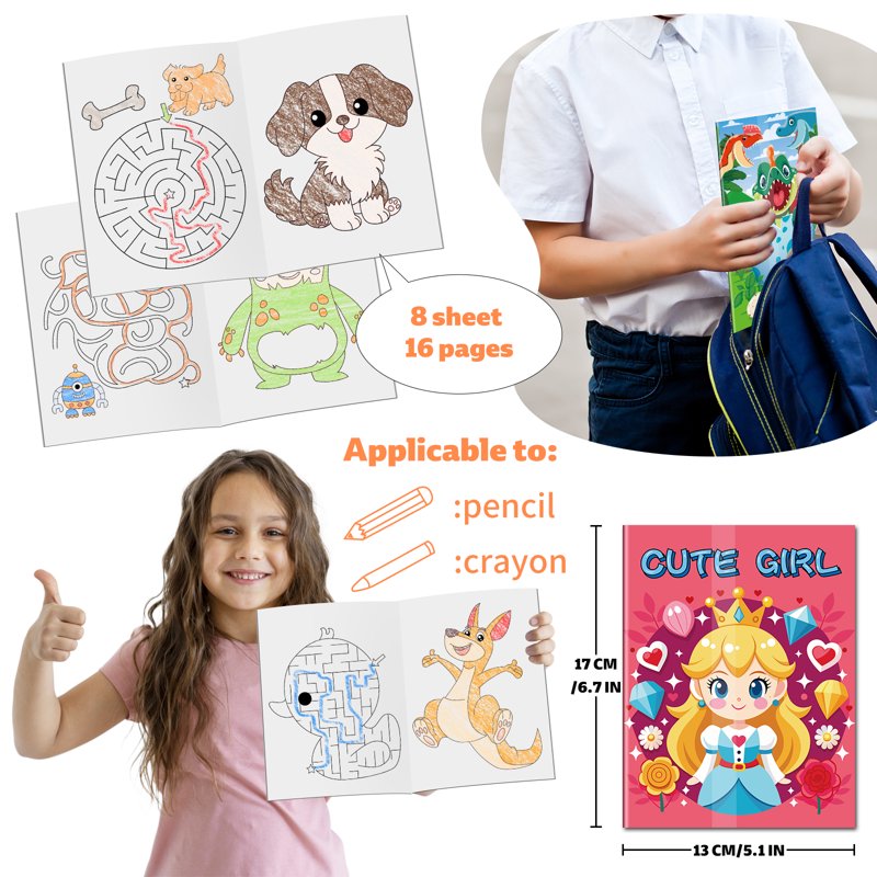 Kids Coloring Books Pack - 20 Small Activity Books with Mazes for Ages 4-8