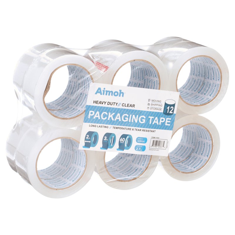 Heavy Duty Clear Packing Tape 12 Rolls 1.88 x 60 Yards 2.7 Mil for Shipping & Moving