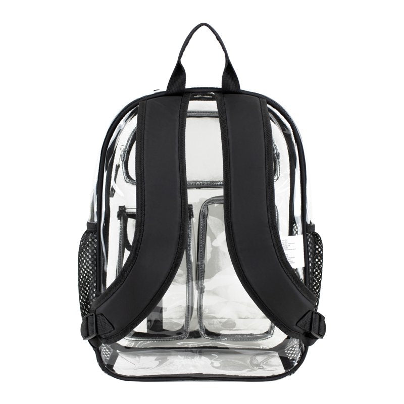 Unisex 16-Inch Clear Cargo Backpack with Multiple Pockets and Water Bottle Sleeves