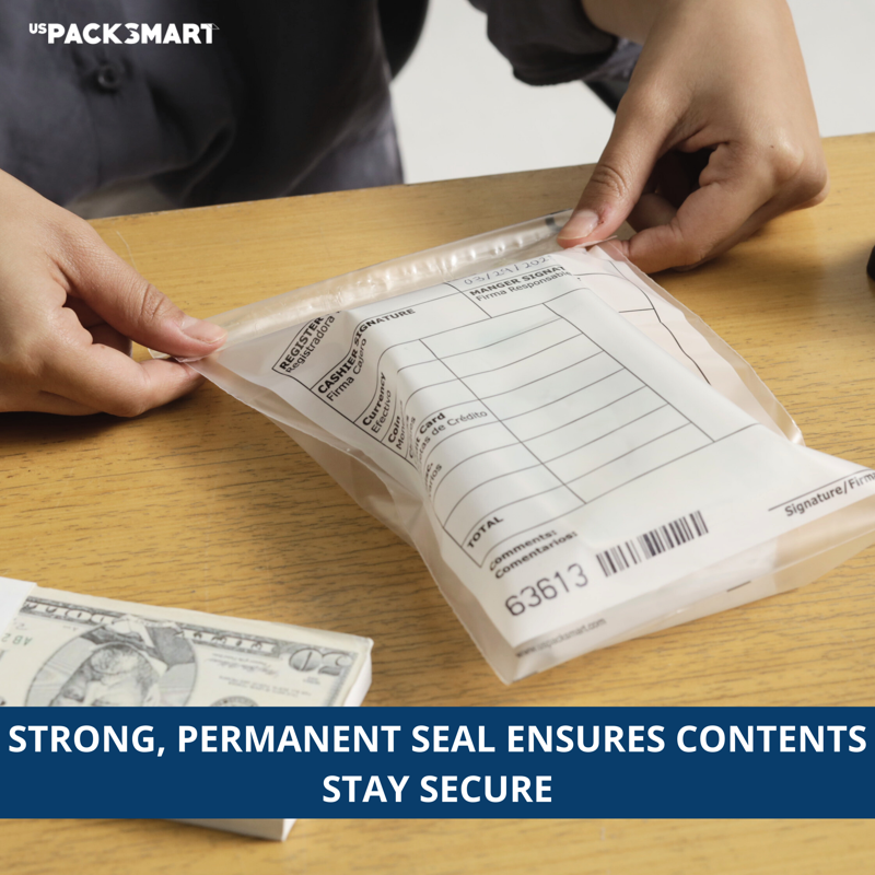Cash Transmittal Bags 6x9 Clear Self-Sealing Security 500 Pack
