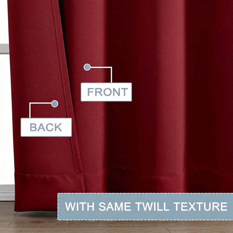Blackout Curtain Set for Small Windows - Thermal Insulated Rod Pocket Shades