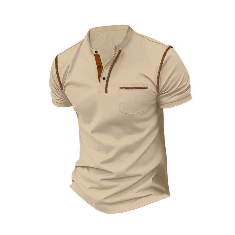 Men's Short Sleeve Golf Shirt with Turndown Collar - Breathable Casual Top