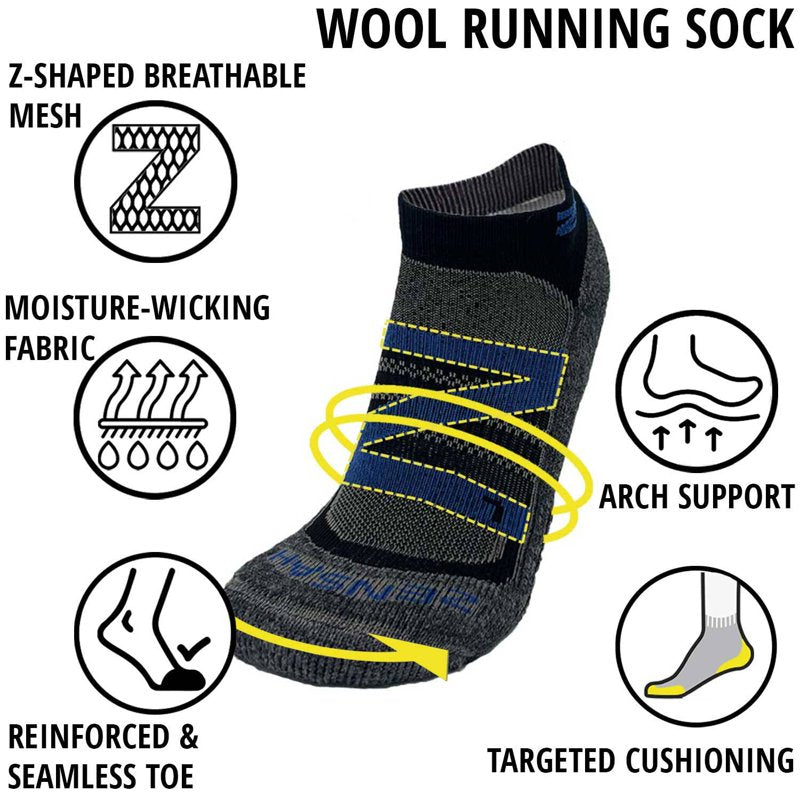 Merino Wool Running Socks - Cushioned, Breathable Athletic Socks for Men & Women
