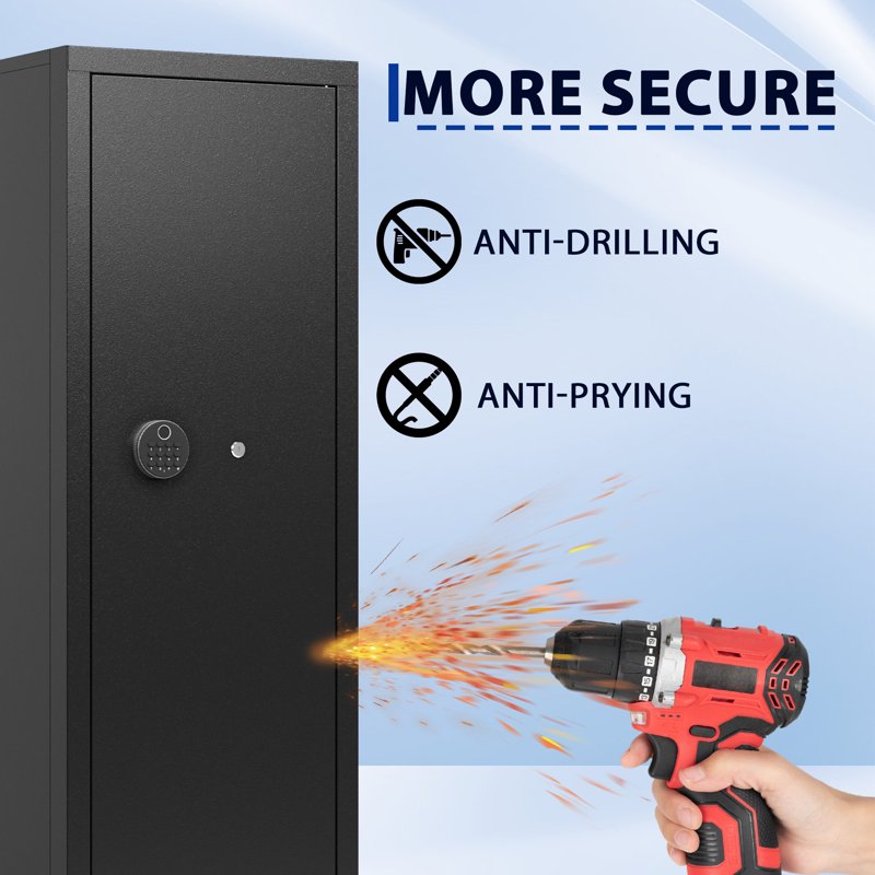 10-12 Rifle Gun Safe with Quick Access Biometric Lock and Removable Rack