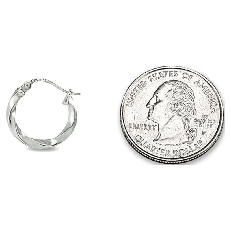 Sterling Silver Twist Round Hoop Earrings - 15mm, 50mm, 60mm Sizes