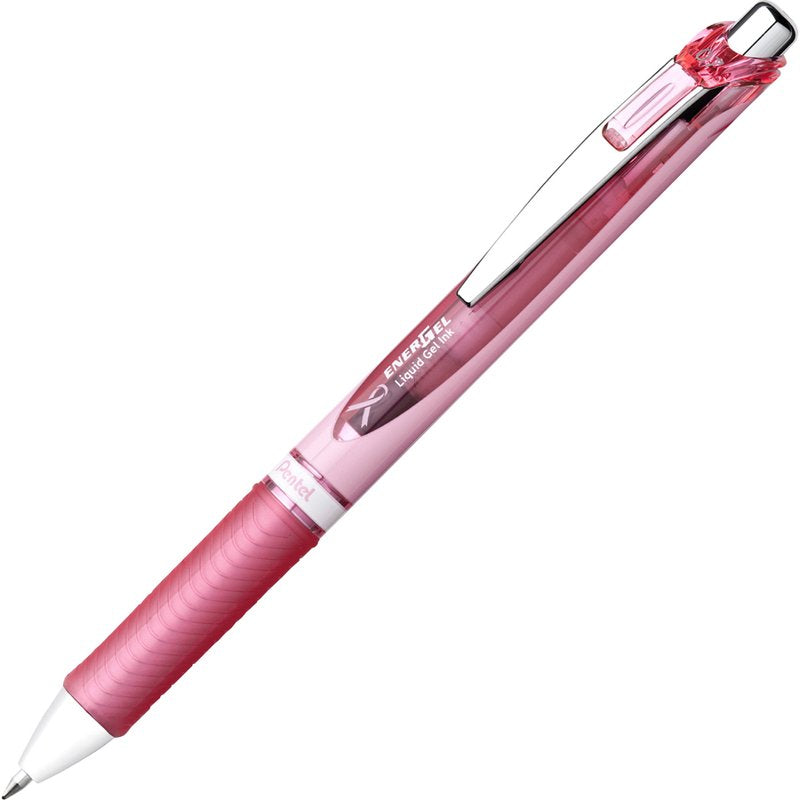 EnerGel Pink BCA Ribbon Gel Pen - Retractable Medium Point 0.7mm, 3-Pack