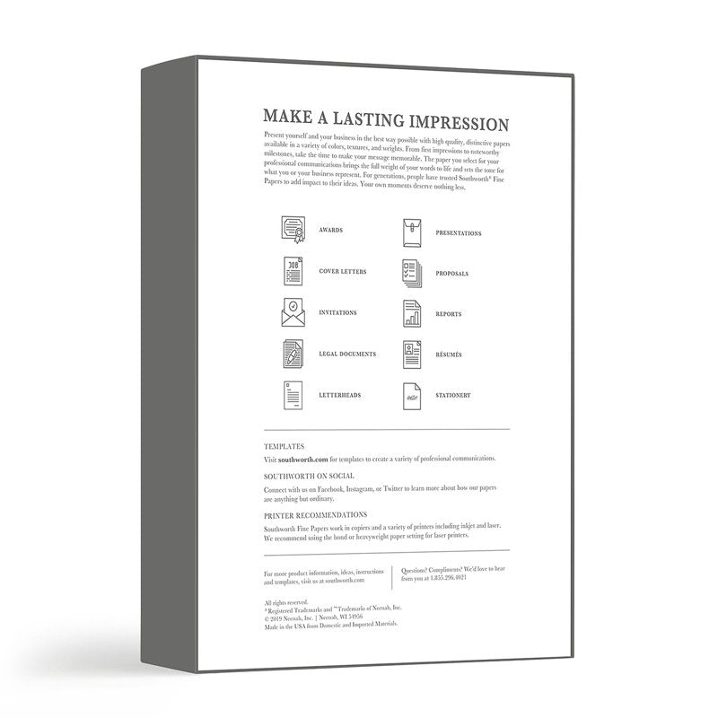 25% Cotton Business Paper 8.5x11 Natural Wove 24lb Box of 500 Sheets