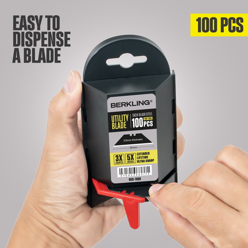 Utility Knife Blades 100-Pack Sharp Durable Replacement Blades for Cutter