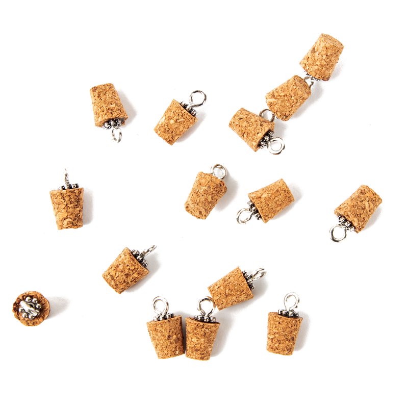 Mini Glass Bottle Charm Set for Jewelry Making - 15 Pieces, Unisex Craft Kit