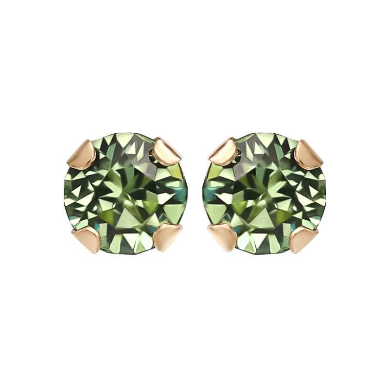 Girls 14K Yellow Gold Birthstone Stud Earrings - August Crystal Jewelry