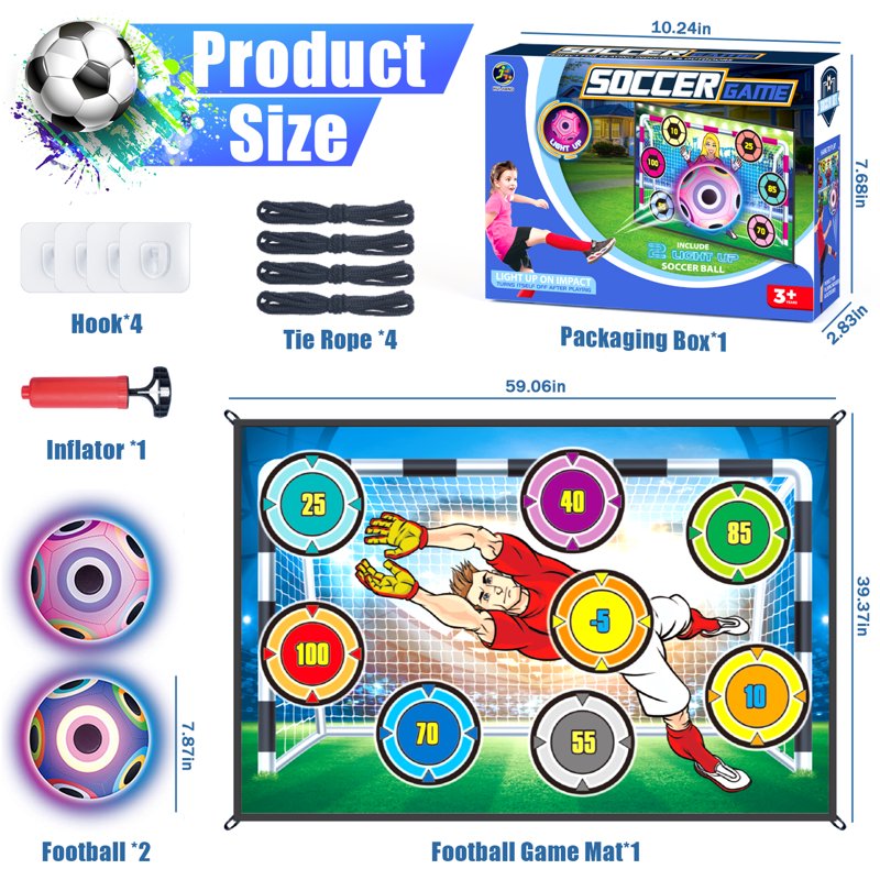 Indoor Outdoor Soccer Game Set for Kids with 2 Balls & Target Board