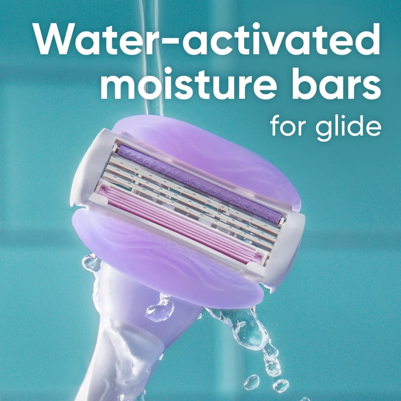 Women’s Disposable Razor with 3 Blades & Vitamin E - Purple, 2 Pack