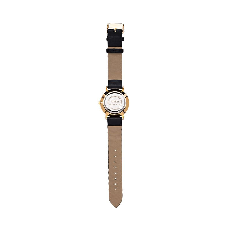 Women's Gold Tone Round Watch with Faux Mother of Pearl Dial and Quilted Strap