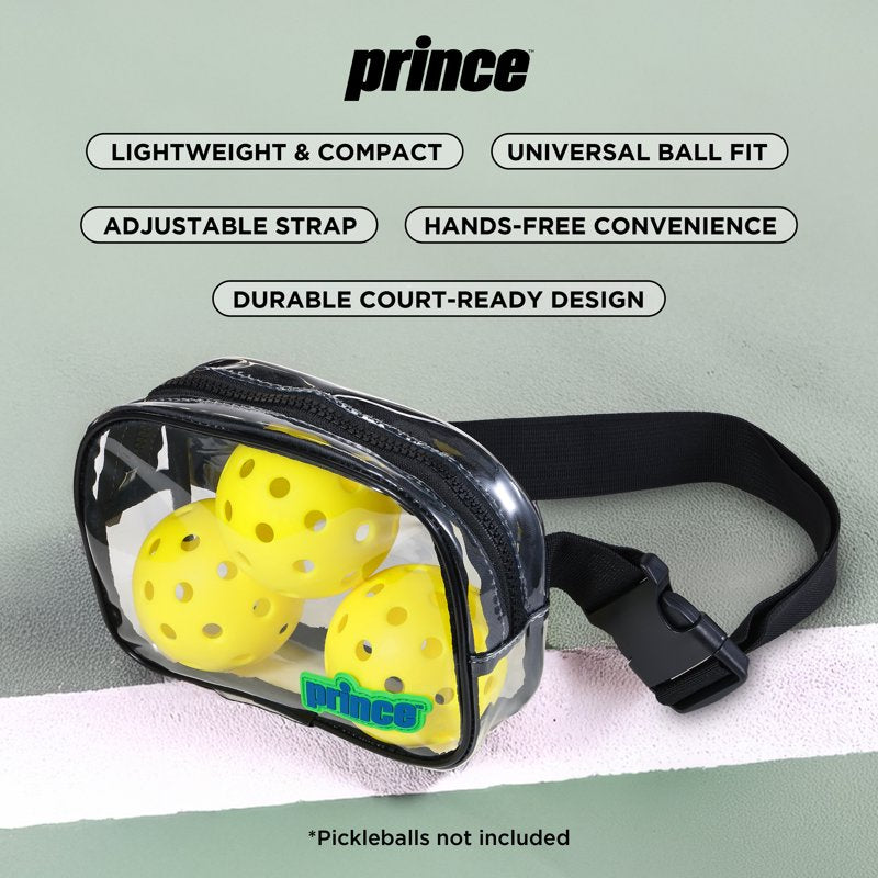 Prince Pickleball Court Crossbody Waist Pack – Clear Front, Black Trim