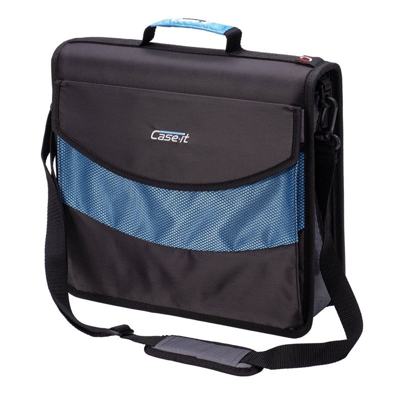 Dual 1.5-Inch D-Ring Zip Binder with Pockets & Handle - Sky Blue
