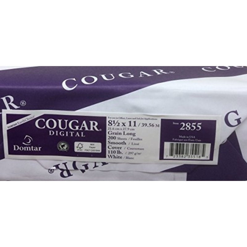 Cougar 8.5 x 11 White Cardstock 110lb Cover - 200 Sheets per Ream