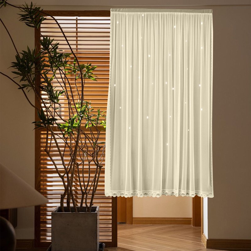 Blackout Star Curtains for Bedroom and Kids Room with Sheer Overlay