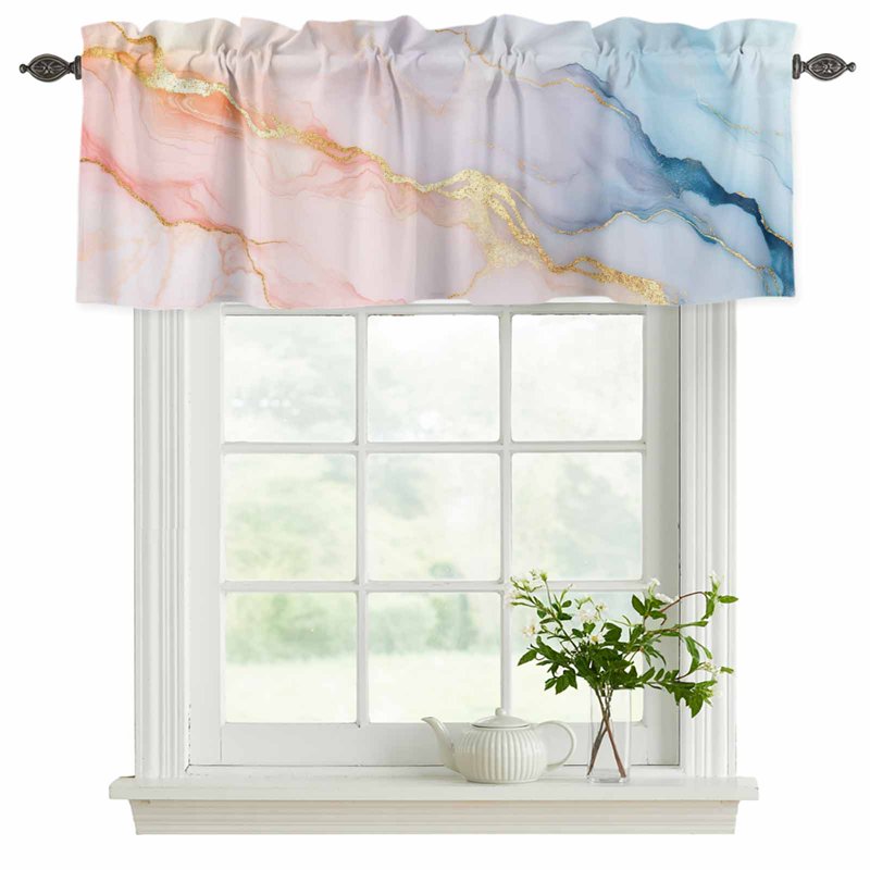 Light Filtering Window Valances Set of 2 - Modern Abstract Short Curtains for Living Room & Bedroom