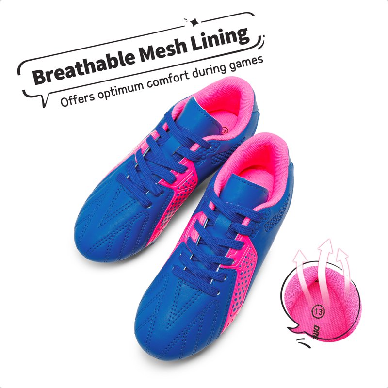 Dream Pairs Kids Cleats Soccer Shoes Royal Blue Fuchsia - 10 Toddler