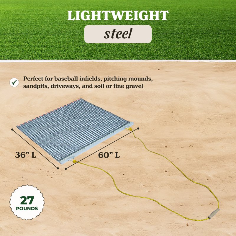 Surface Leveling Lawn Drag Mat - Heavy-Duty Steel Mesh for Gravel Soil 3x5 ft