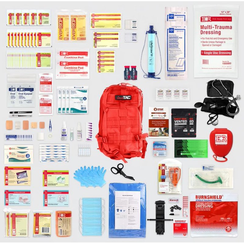 Trauma First Aid Kit Backpack with Bandages Chest Seal Gauze & Splint