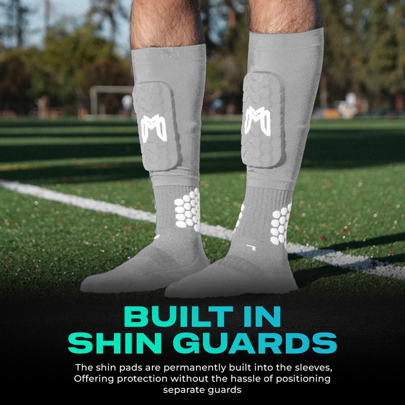 MediCaptain Mini Soccer Shin Guard Sleeves with Built-In EVA Pads, Gray - Variation: Maxi