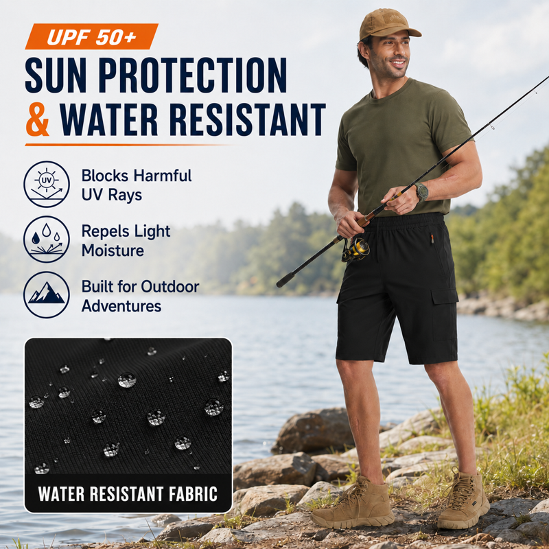 Men's Lightweight Quick Dry Hiking Shorts with Sun Protection and Multiple Pockets