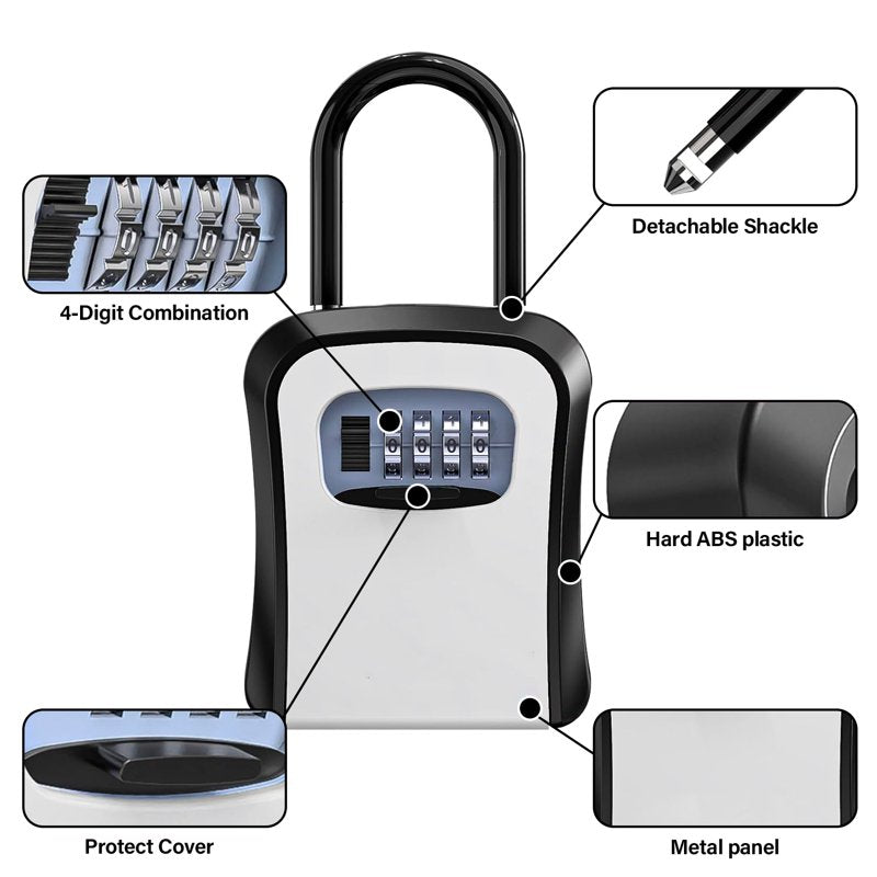 Outdoor Wall Mount & Portable Key Lock Box Safe for House Keys