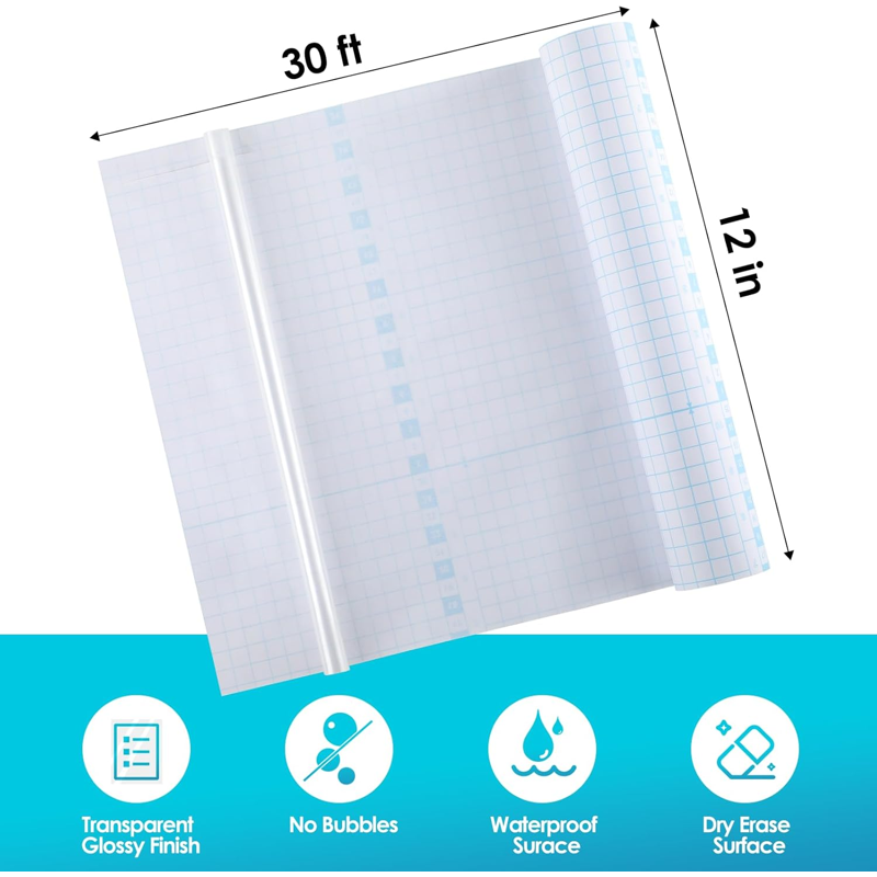 Self-Adhesive Laminating Roll 12" x 30 Ft Waterproof Clear Vinyl for Documents