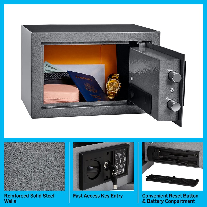 Digital Steel Safe Box with LED Keypad - Grey Security Safe